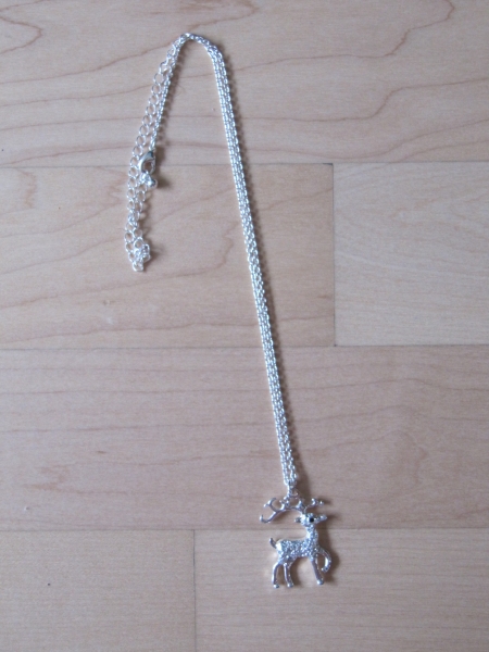 TOLLE FEINGLIEDRIGE KETTE VERSILBERT HIRSCH ANHÄNGER ELCH WEIHNACHTEN