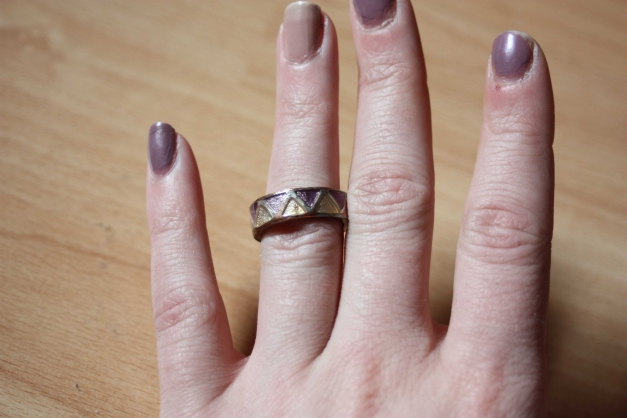 Zick Zack Ring, lila, rosa