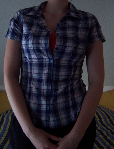 blau kariertes Hemd/ Bluse
