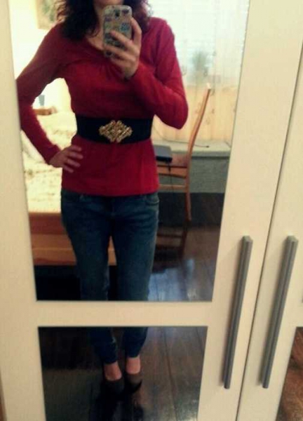 Süßes rotes Shirt für den Herbst 36/38