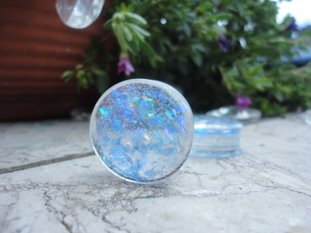 Plugs mit blauen Kristallen 24mm