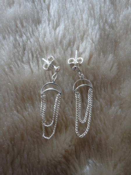 Ohrringe Ohrstecker mit Kette 925 Silber