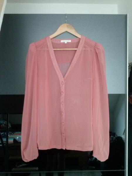 Puffärmel Bluse altrosa transparent