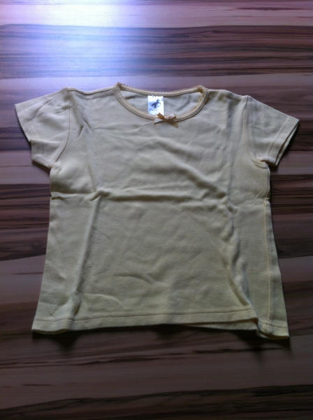 T-Shirt 122 Gelb 3/4 Arm 100%Baumwolle Rundhals 