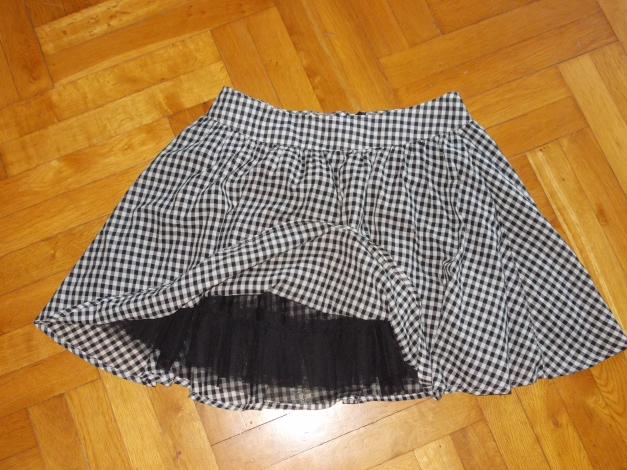 NEU Rock A-Linie Gr. M 40 schwarz weiß kariert Faltenrock Unterrock Tüllrock