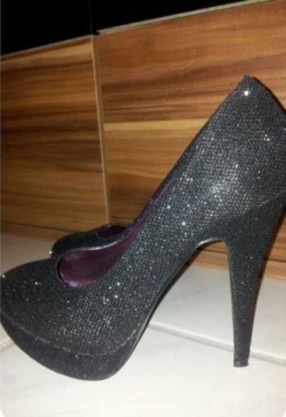 Pumps High Heels schwarz Glitzer