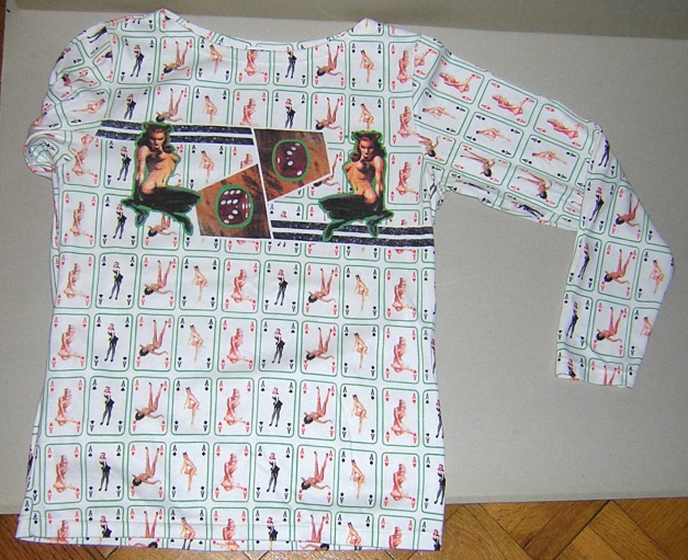 50s rockabella SHIRT pinup Gr.L spielkarten DRUCK Fashion Hero Annika