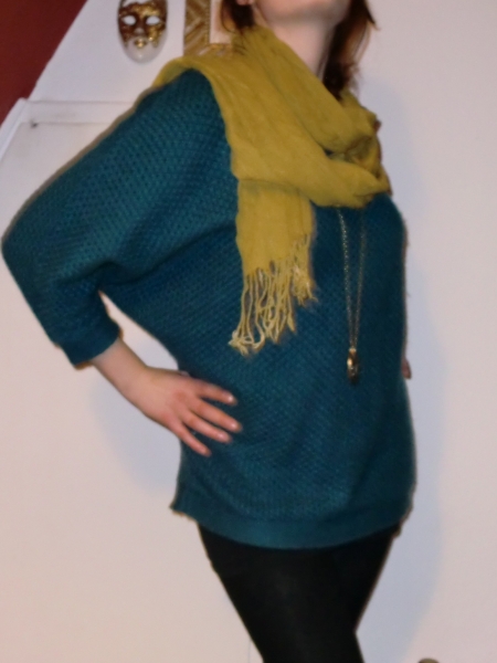 Senftfarbener/ Grüner dünner glitzer Schal / Tuch