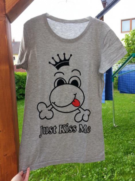 T-Shirt Shirt Print Frosch grau Basic