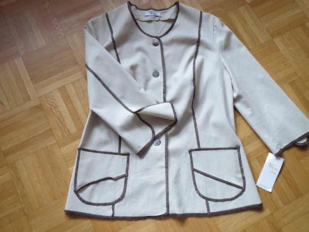 Blazer und Hose, 2-Teiler, Gr.42/44, Leinen, hellbeige, neu