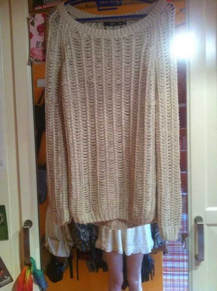 Fischgräten Strickpullover in beige / süßes Blogger Teil