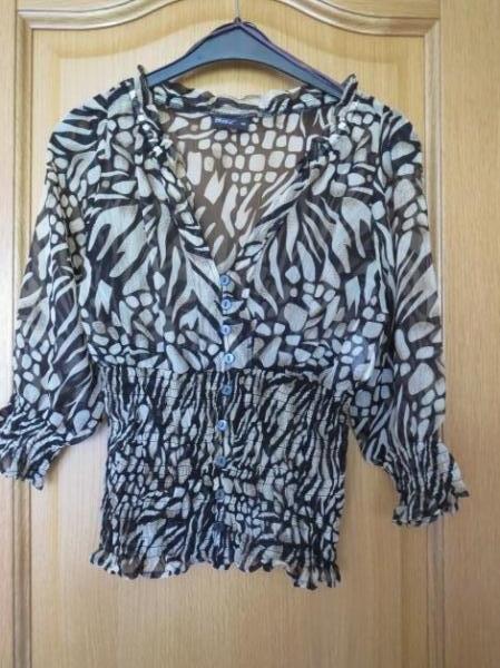 Sommerbluse,3/4 Arm,braun-beige,neu
