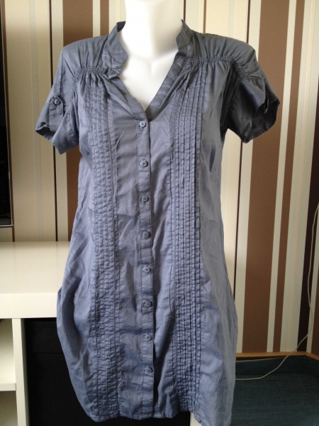 s.Oliver by Qs Long Bluse Kleid Gr 40 Blau Grau