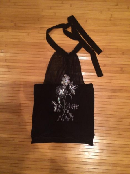 Top Neckholder Bandeau Pailletten Netz XS