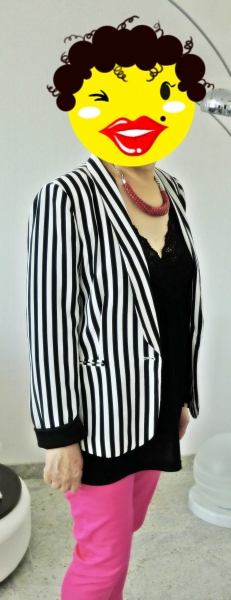 Gestreifter Boyfriendblazer schwarz weiß Jacke Streifen Stripes neu 38 S M