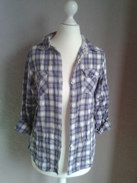 Karierte Bluse lila/weiß Gr.158/164