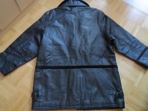 Jacke, Lederjacke, lang, Gr.42/M, schwarz