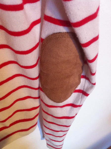 Gestreifter Cardigan Leder Elbow Patches/Flicken