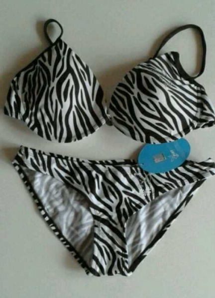 Neuer Playboy Bikini mit Strass Zebralook Gr.36 NP 34,99€