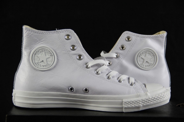 Converse All Star White Mono Leather Hi - Weiß Leder Größe 42 NEU
