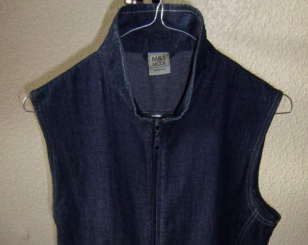 Leichte Jeans Weste blau lang Gr. 40/42