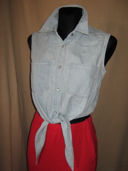 NEUw Ärmellose Hemd- Bluse Corp Top zum Knoten 