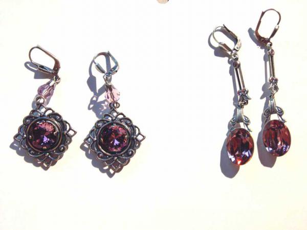 Swarovski Ohrringe, 925er Silber in Altrosa