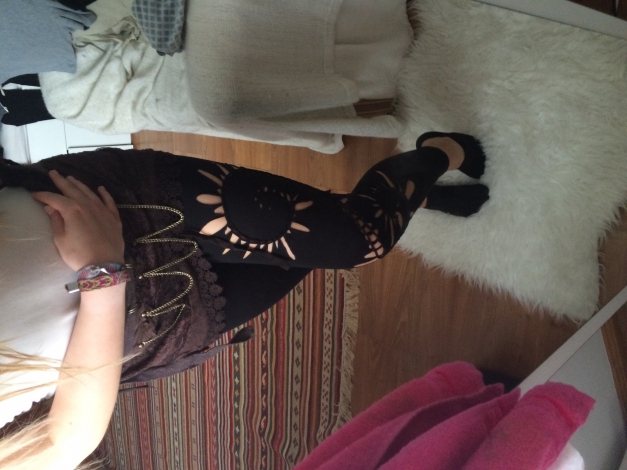 Goa Gürtel Wickelrock Zipfel Rock Braun beige naturfarben Goa Hippie Boho Indie  psychedelisch