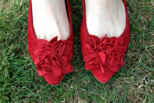 Fabiani Wildleder Ballerinas mit Blüte rot Gr.37