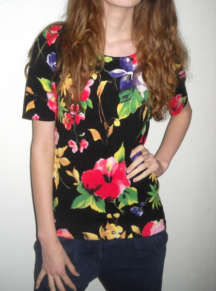 Imagini Blumen Shirt Tunika Strick Pulli Pullover 34 XS 36 S 38 Oversized Vintage Rosen Romantik