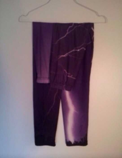 Blitz Lightning Lila All over print Leggings Romwe L M Sheinside Lookbook Store Black Milk