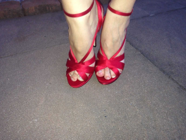  Buffalo Highheels metallicrot