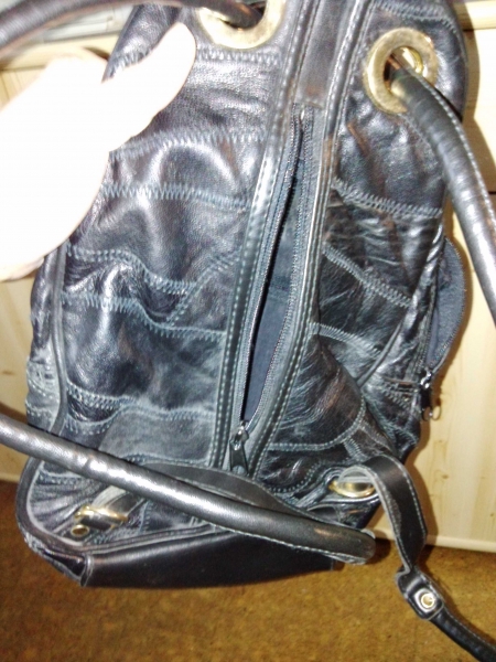 Kleiner Patchwork Rucksack schwarz, ovale Form / River Lee Collection 