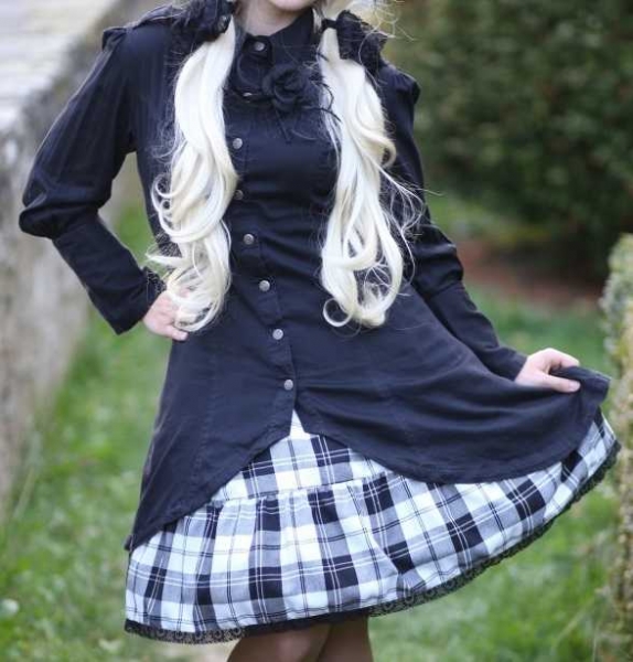 Gothic Bat Attack Lange Bluse/Minikleid Schwarz Lolita