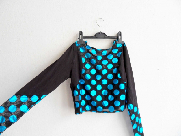 Ausgefallenes Nasty Gal Crop Top Gr. M Mesh metallic Punkte glänzend shiny Rave Festival