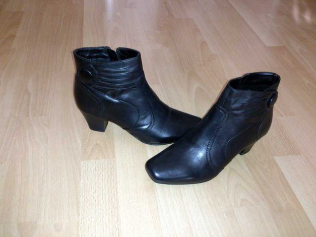 Schwarze Stiefeletten Stiefel rockabilly 40 leder / 5th Avenue