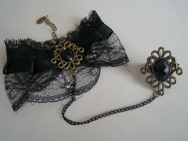 Gothic Hanschmuck Spitze Schwarz Burlesque Viktorianisch