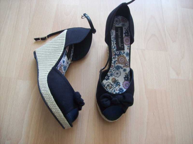 Wedges Keilabsatz mit Schleife Sandalen Peep Toes Rockabilly