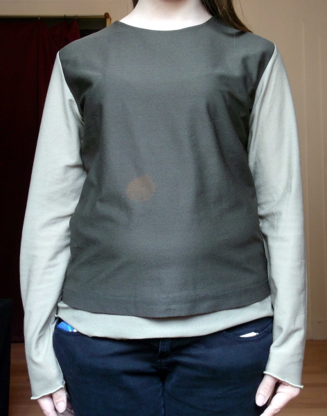 Grünes langärmliges Top 2farbig grün