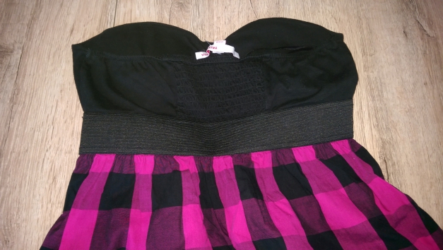 Schwarz - Pink kariertes sommerkleid 