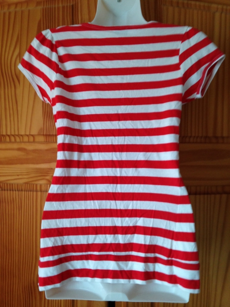 Tshirt mit Top drunter, gestreift, rot/weiss