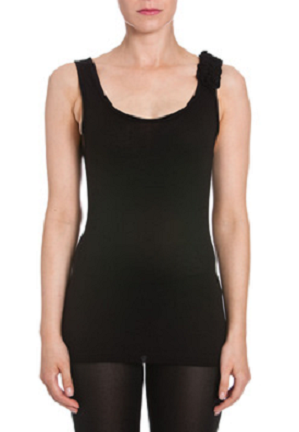 Madonna Top schwarz extravagante Blumenranke Bordure am Träger Gr. 36