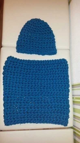 Strickschal mit Mütze, Set, Rundschal, Schlauchschal, Loop