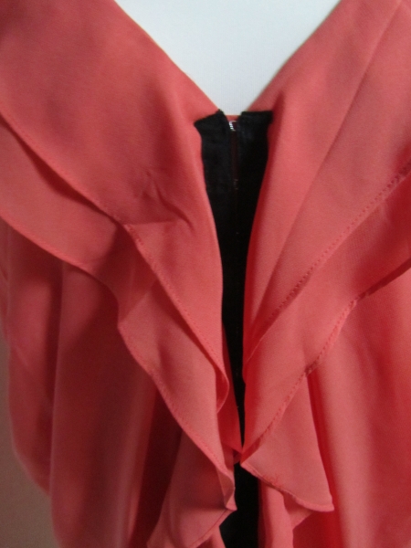 Gr. 38 H&M  Damen Kleid / Volantkleid, Korall  / Lachs, Chiffon, Abendkleid