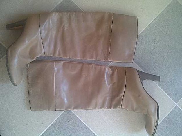 80er Vintage Lederstiefel hellbraun