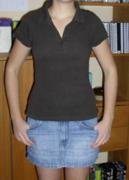 (Dunkel) braunes Basic Polo-Shirt von H & M, Gr. 34,/XS