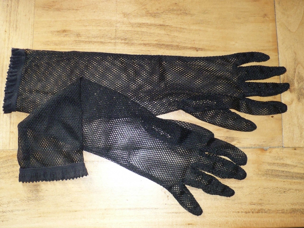 VINTAGE schwarze Handschuhe Netz, Gothic