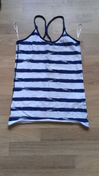 blau-weiß gestreiftes Top mit süßen Kordelträgern - Marinestil Gr. M