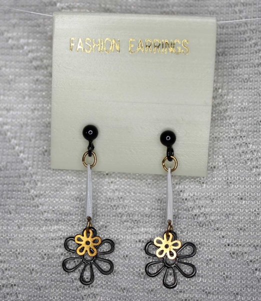 Ohrringe Blümchen Schwarz Gold