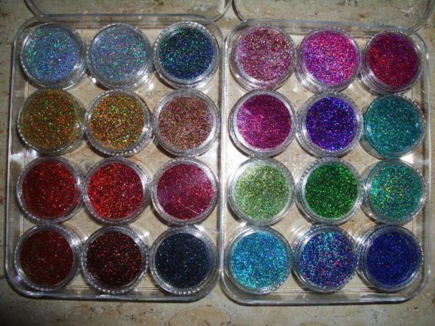 Nail Art Großes Set 24 x Holografischer Glitter verschiedene Farben Top!